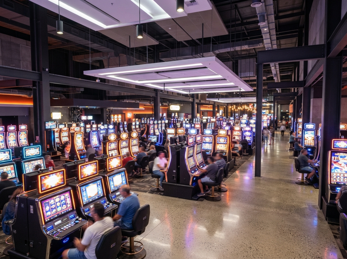Modern physical slot machine floor