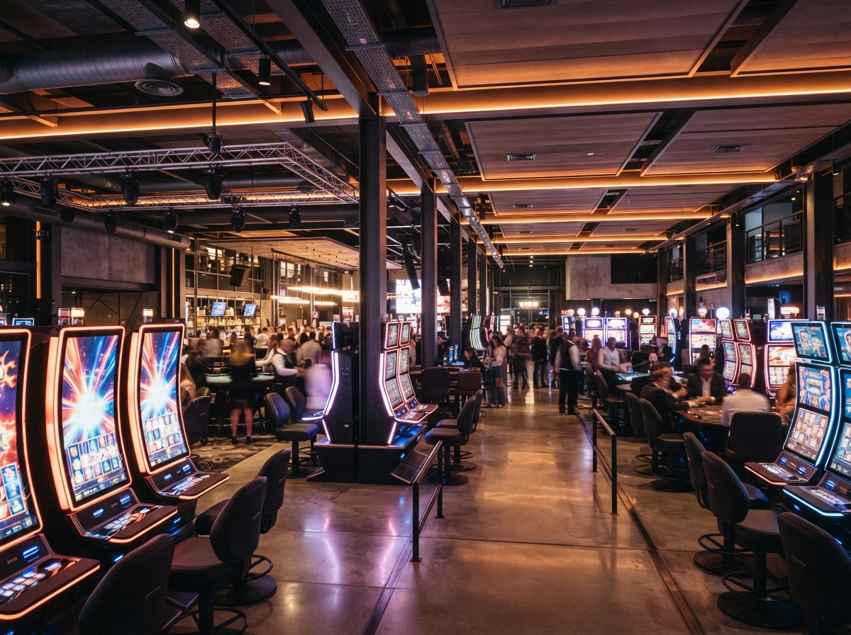 Modern physical gaming hall interior at GridPlay Halls