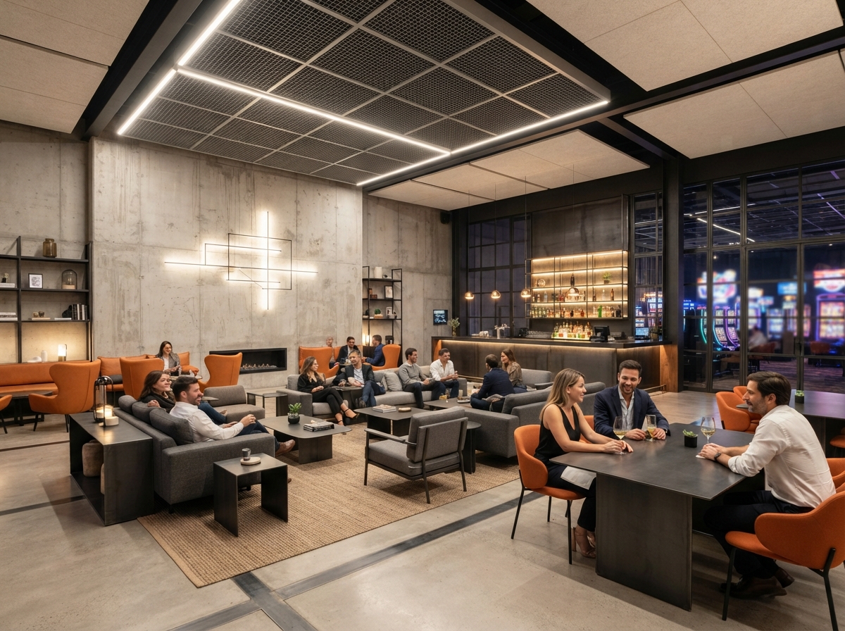 Modern lounge and amenities at a gaming venue